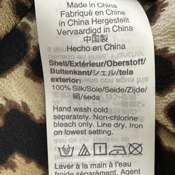 J. Crew Button Down Top Womens 00 Brown Leopard Print 100% Silk Mob Wife Core - Picture 8 of 9